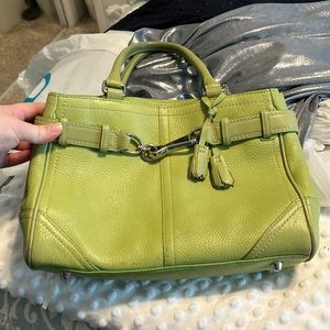 Green Coach shoulder back leather